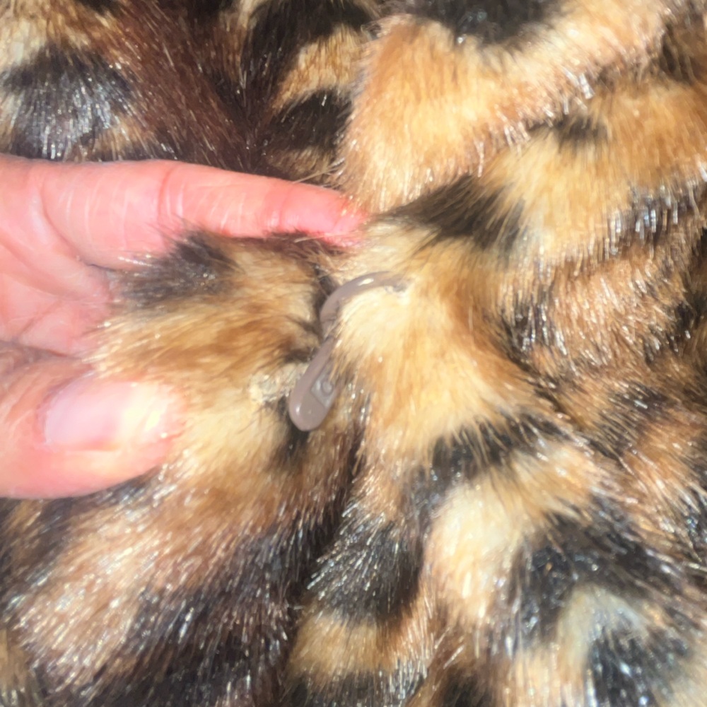 Calvin Klein Leopard Faux Fur Cape Jacket Y2K Cottagecore Boho Small NWT - Picture 9 of 11